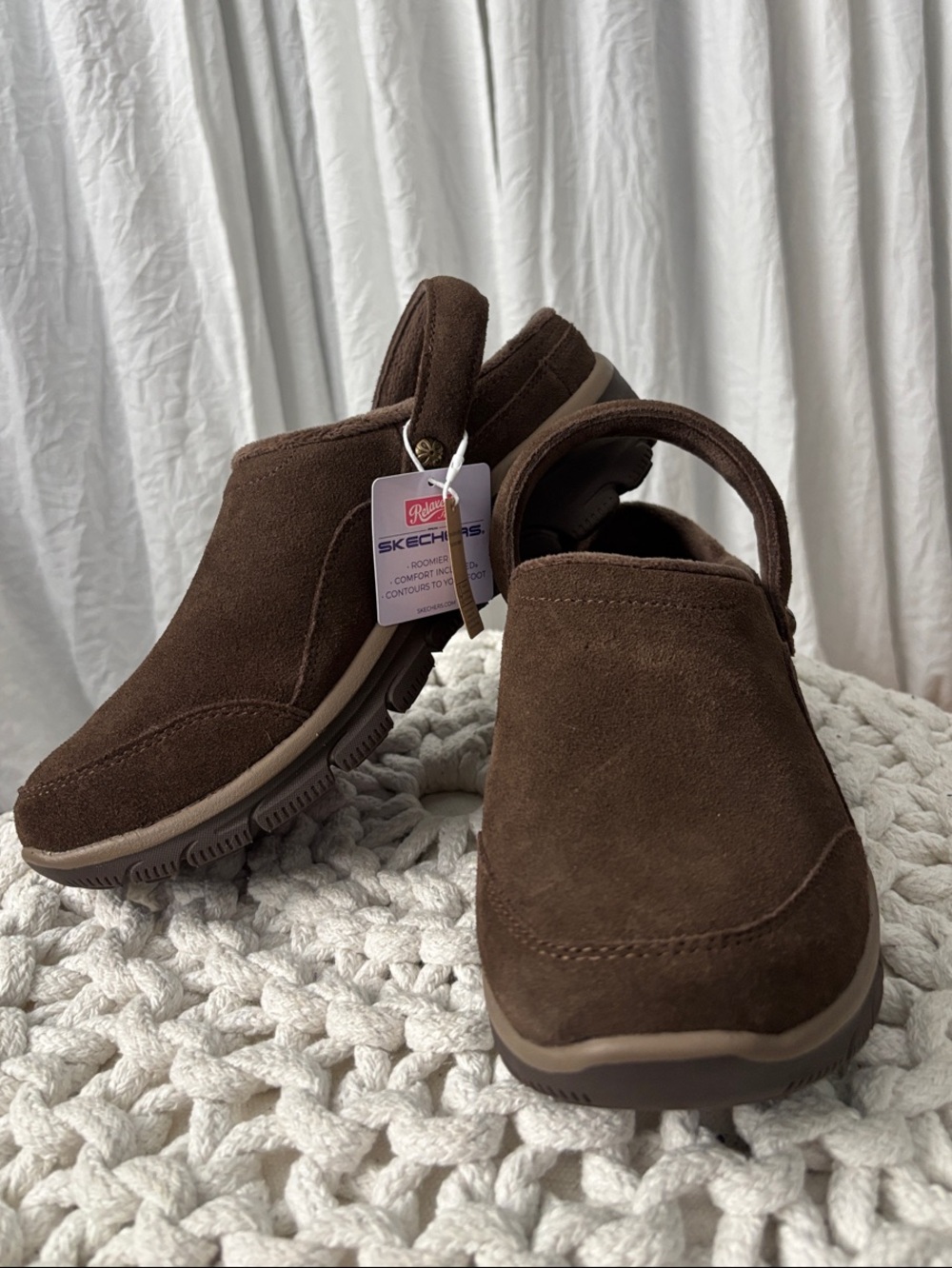 Skechers Women's Dark Brown Suede Clog Mules with Rear Strap